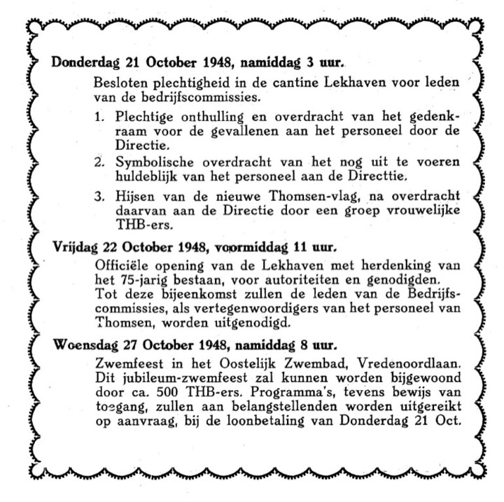 Feestprogramma opening poortgebouw (I), 1948