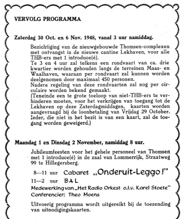 Feestprogramma opening poortgebouw (II), 1948