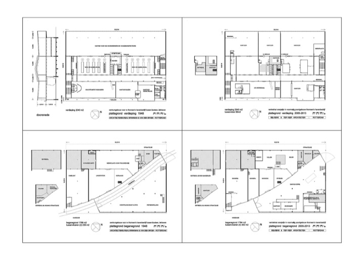 Plattegrond begane grond en verdieping 1948 en 2013
